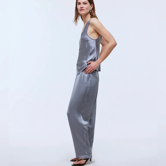 Madewell Straight-Leg Full-Length Pants in Satin Size Small - Picture 2 of 5